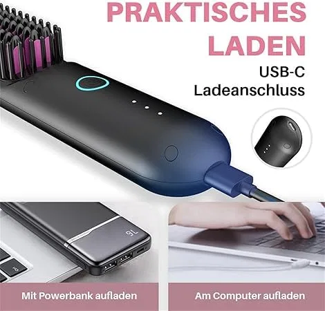 Беспроводная расческа-выпрямитель Control Pro Styling Brush от Zegla Swzec, Purple — фото 4