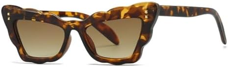 

Популярные солнцезащитные очки «кошачий глаз» для женщин 2026 года, оправа с волнистыми краями, ретро-стиль, защита от ультрафиолета UV400, модный панк-стиль, заклепки MTZJH, Leopard