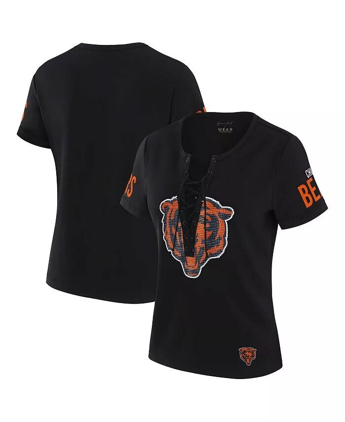 

X Gracie Hunt женская черная футболка Chicago Bears Draft Me на шнуровке WEAR by Erin Andrews