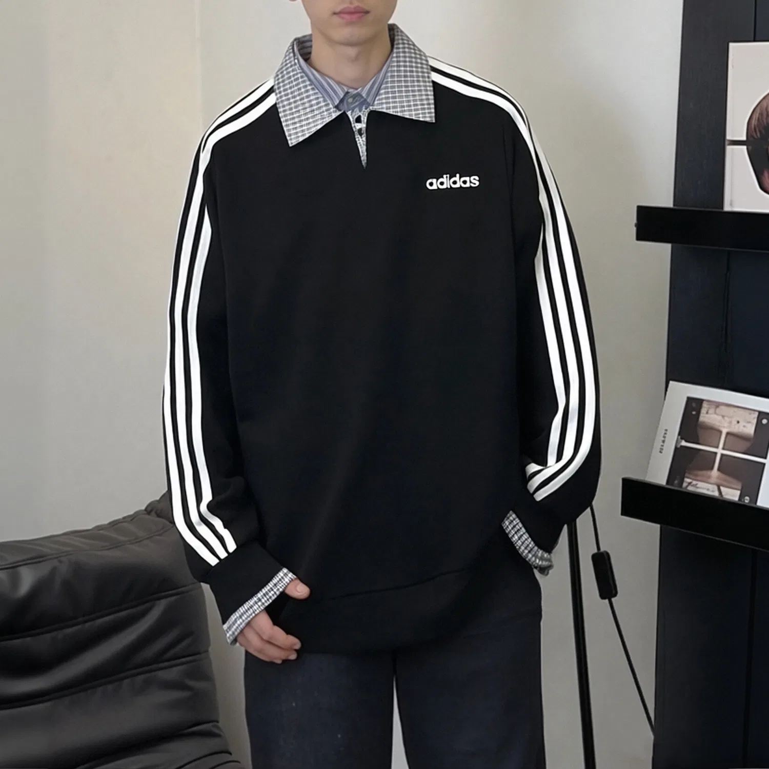 Свитшот Stylish Chapters, унисекс, 811 Manufacturing Adidas, Black White — фото 4