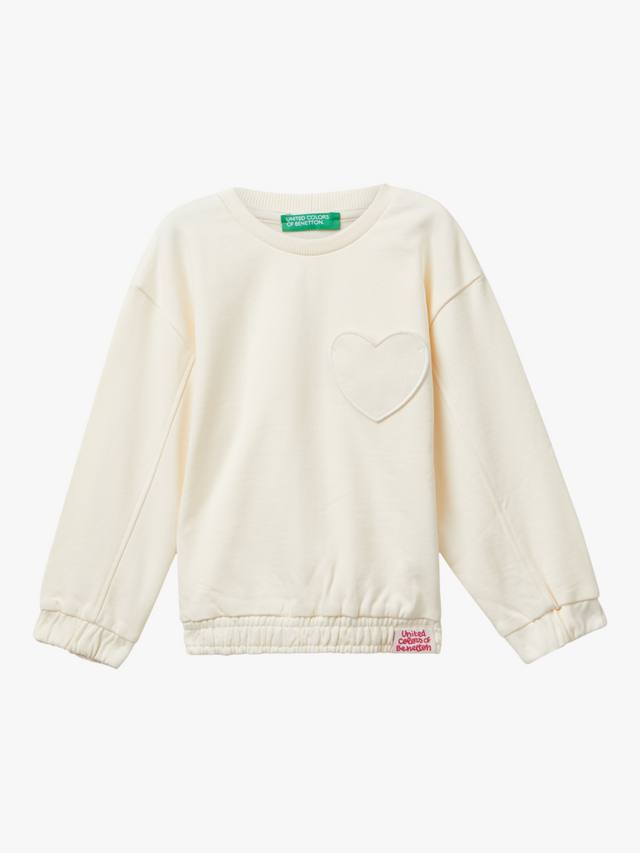 

Детский хлопковый свитшот с круглым вырезом Benetton, White