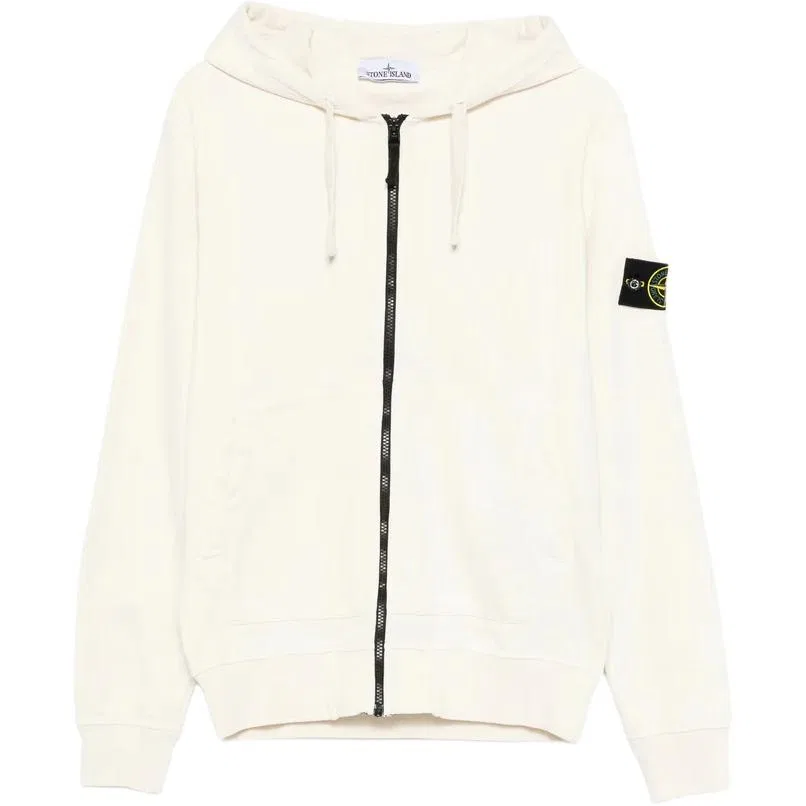 Худи на молнии с утяжкой Stone Island белое