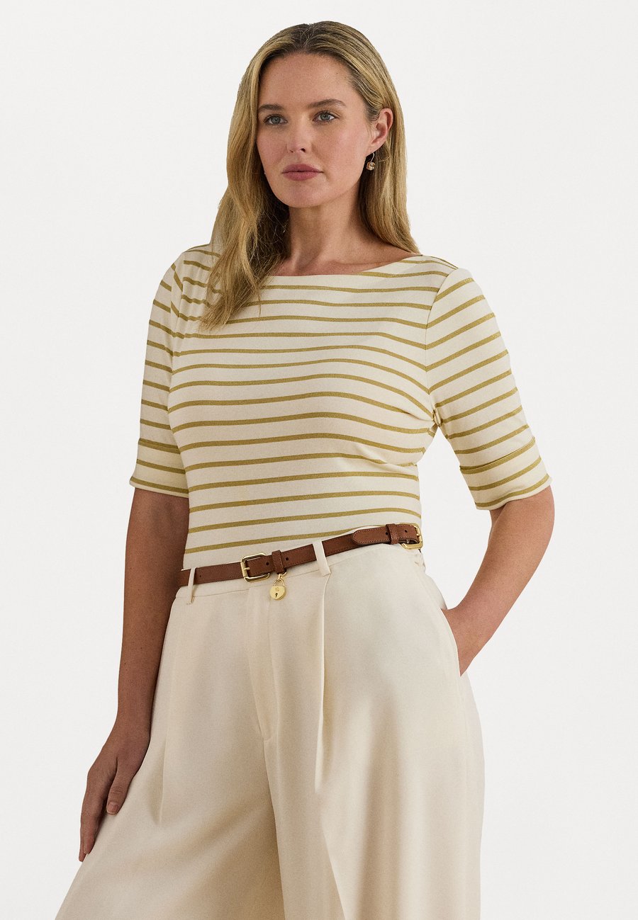 

Футболка Lauren Ralph Lauren Woman METALLIC STRIPED BOATNECK TEE, Mascarpone Cream/Gold Metallic/Off-White