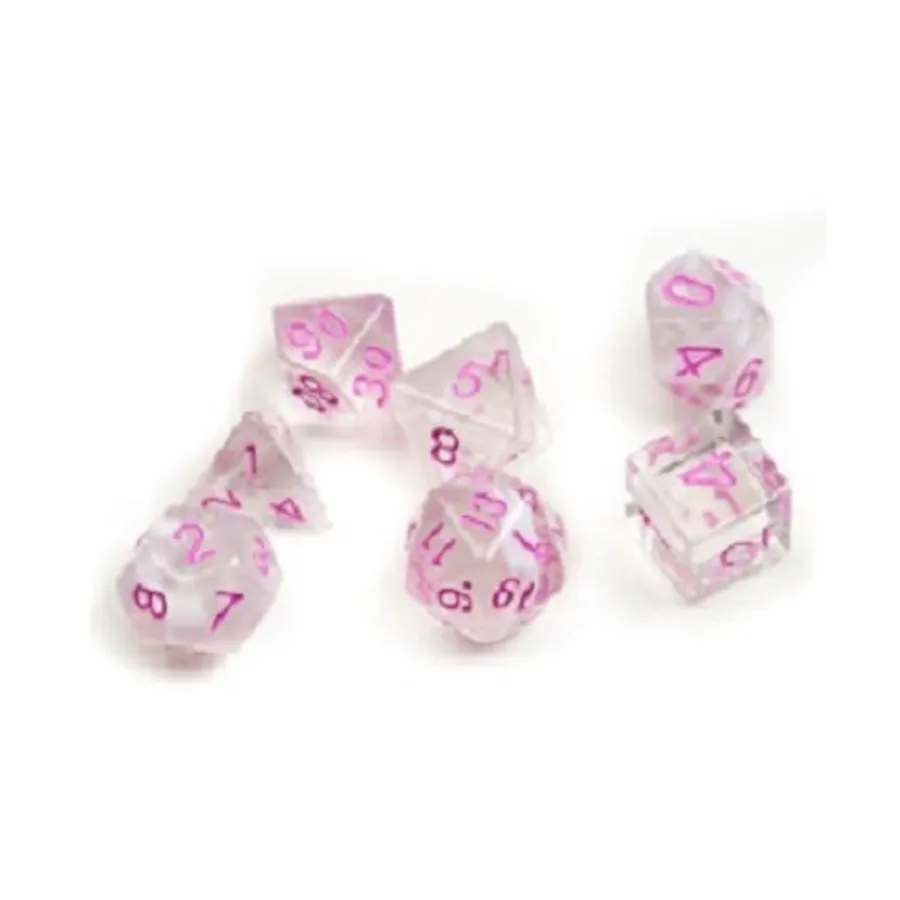 

Набор Poly — полупрозрачное белое облако с розовым (8), RPG Dice Sets