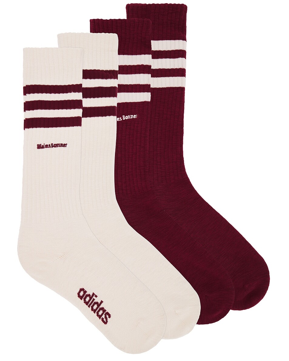 

3с носки adidas by Wales Bonner, цвет Wonder White & Collegiate Burgundy