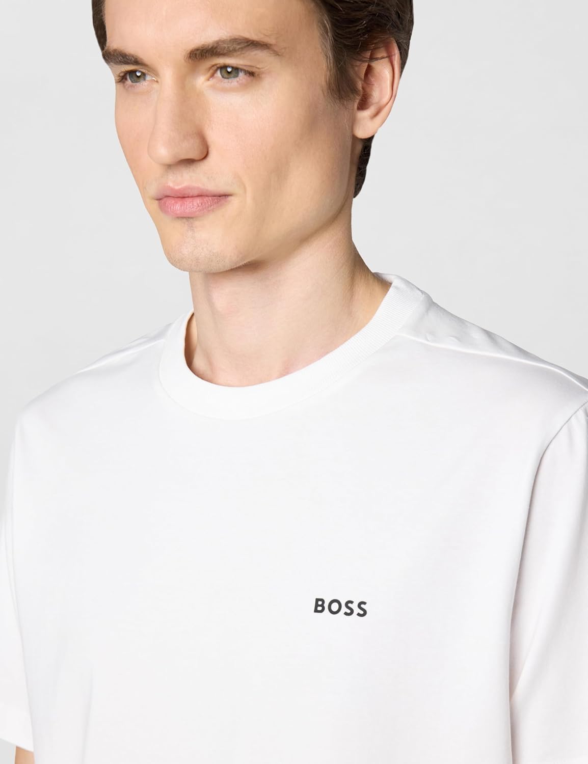 Футболка BOSS Men's Contrast Logo из хлопка и эластичного хлопка, Crisp White — фото 4