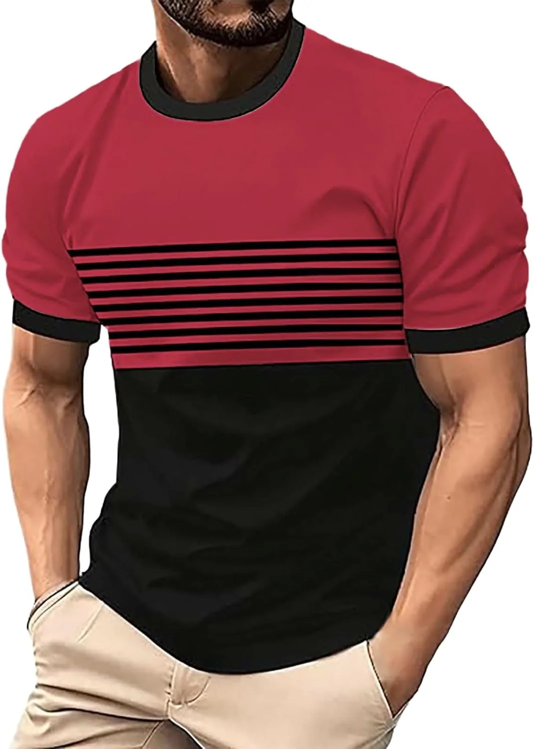 

Мужская летняя футболка с коротким рукавом в полоску