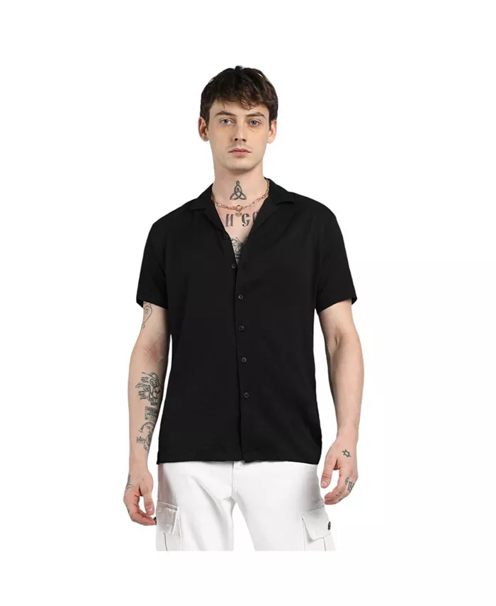 

Мужская рубашка Onyx Black с плиссировкой Campus Sutra, черный