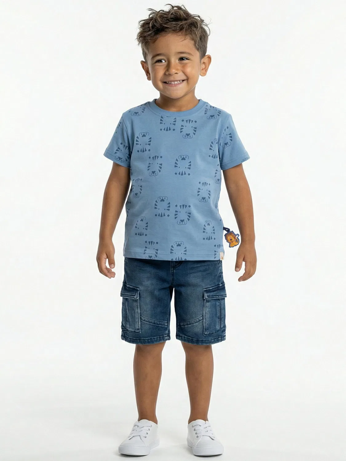 Рубашка Sigikid T-Shirt Tiger & Löwe светло-синего цвета — фото 3