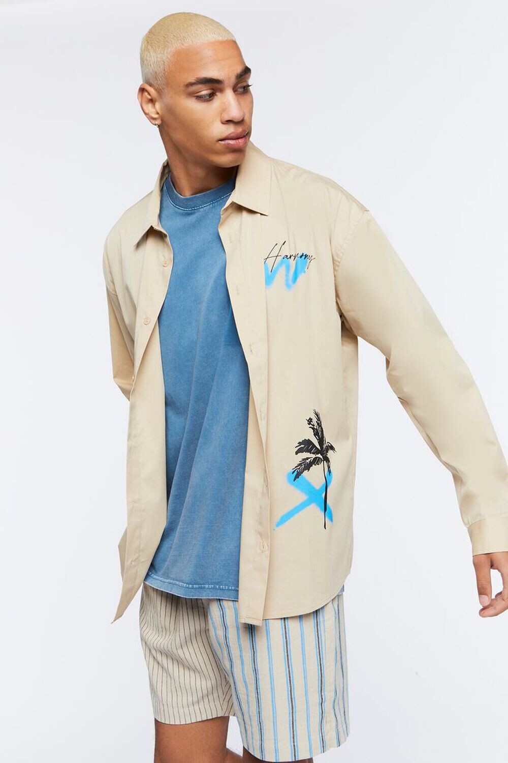 

Рубашка с графическим принтом Palm Tree Forever 21, серо-коричневый