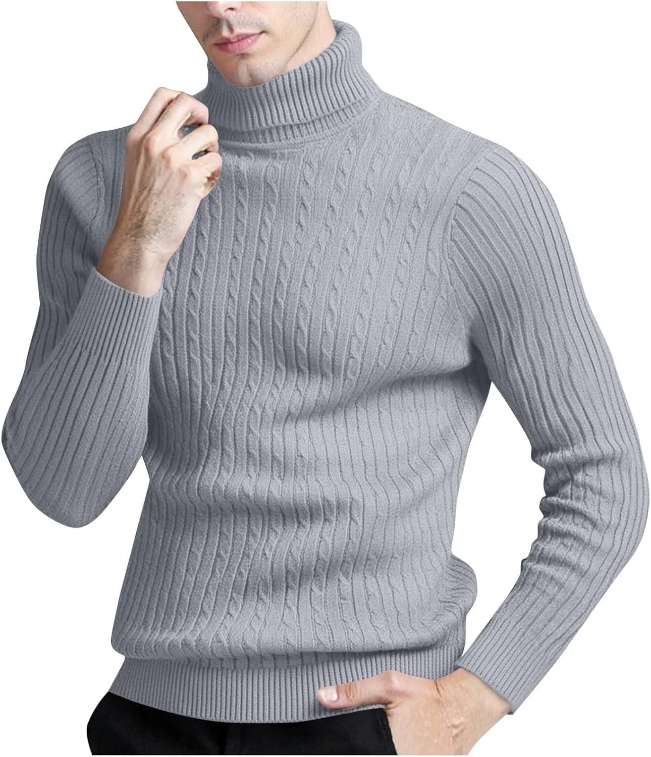 

Толстовка-водолазка для мужчин Slim Fit Casual Pullover Cable Knit