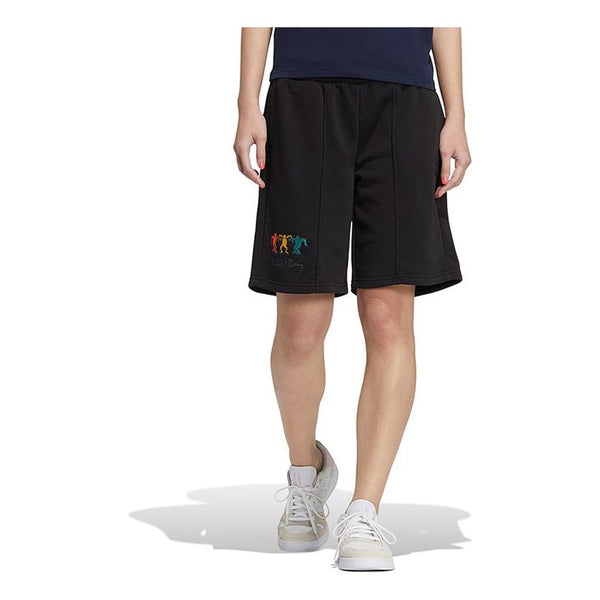 

Шорты embroidered letter drawstring Adidas, черный