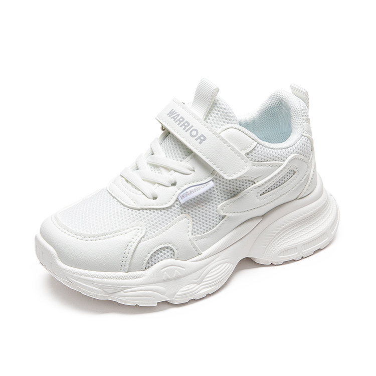 Детские кроссовки для бега Low top белые, устойчивые к истиранию, легкие, с амортизацией и дышащие WARRIOR, белый — фото 3