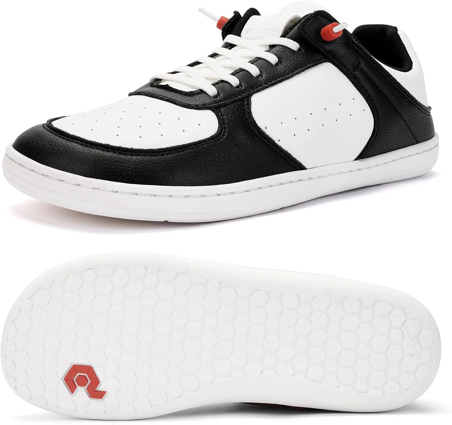 Мужские туфли Pulltop Barefoot с широкой носовой частью - минималистичные туфли-босоножки, кроссовки без каблука, слайпы для ходьбы, противоскользящие, черно-белый — фото 3