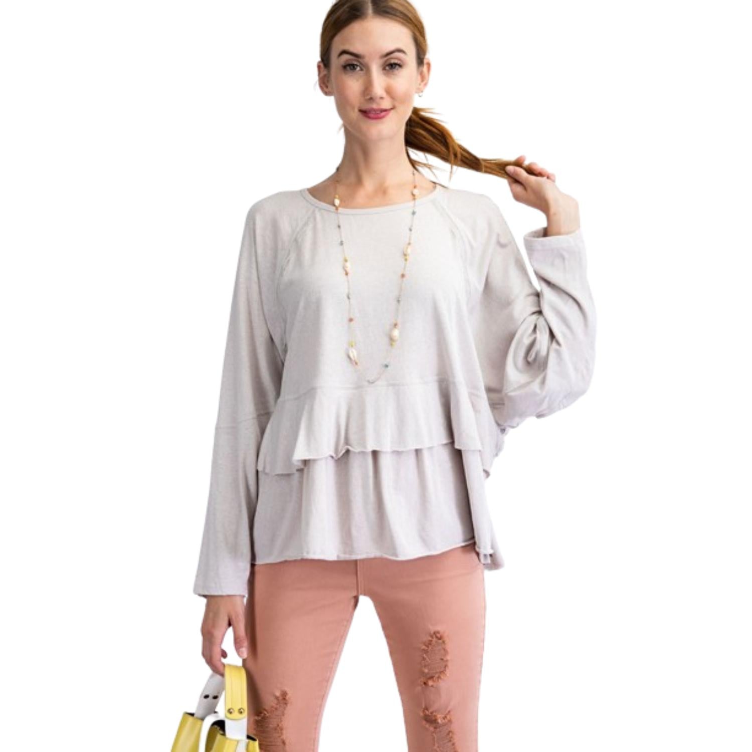 

Туника с кружевной отделкой FASHNZFAB, светло-серый