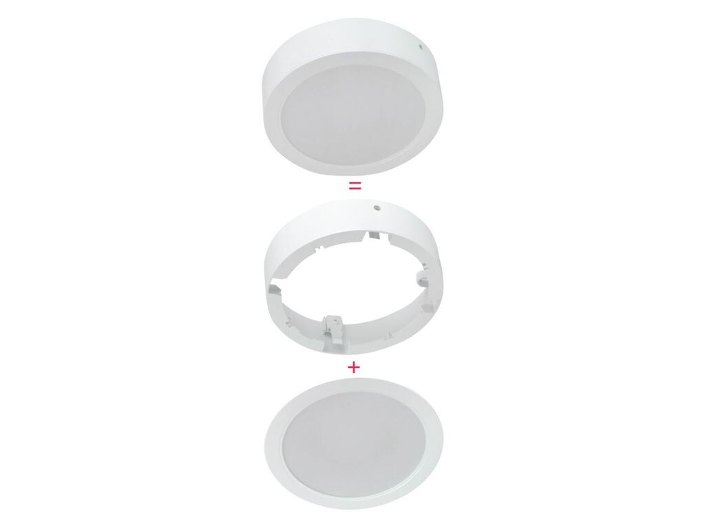 

Потолочный светильник Downlight, встраиваемый/накладной монтаж, 200 мм, 24 Вт, 2550 лм (4000 К, нейтральный белый) с круглой рамкой для накладного монтажа. LED-Line