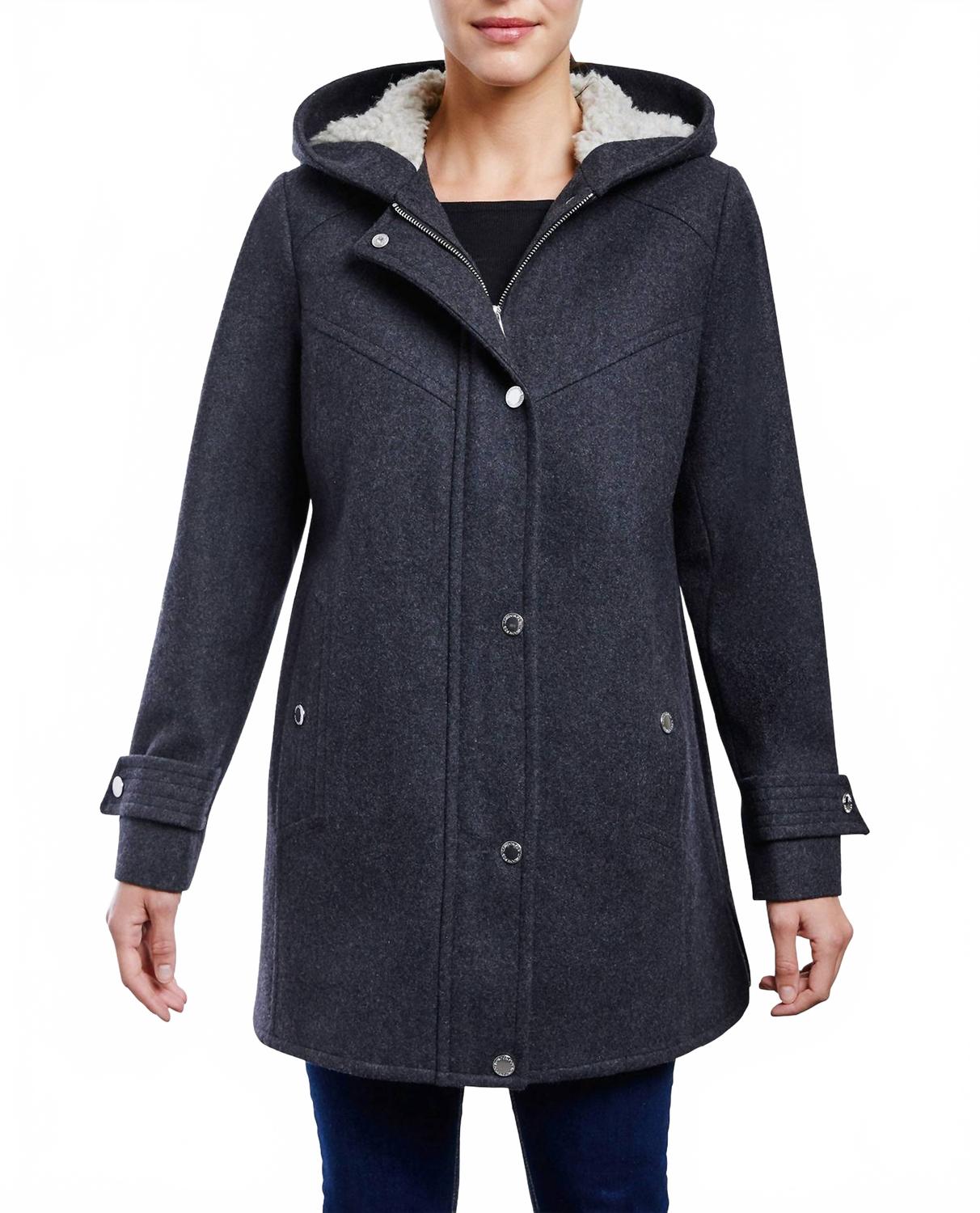 

Куртка на молнии с подкладкой из шерсти и капюшоном 31 дюйм в цвете антрацит London Fog, Charcoal