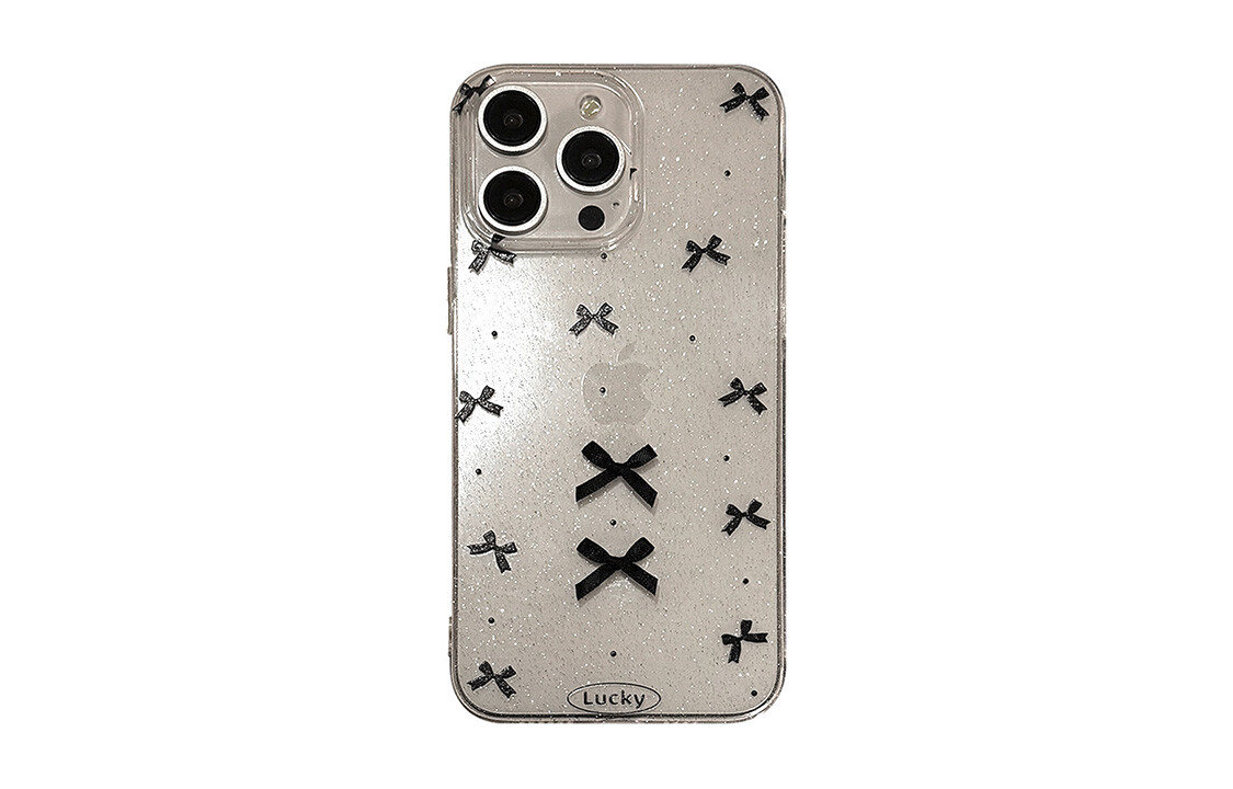 

US8ACC чехол для телефона, Transparent fine glitter three-dimensional black knot phone case