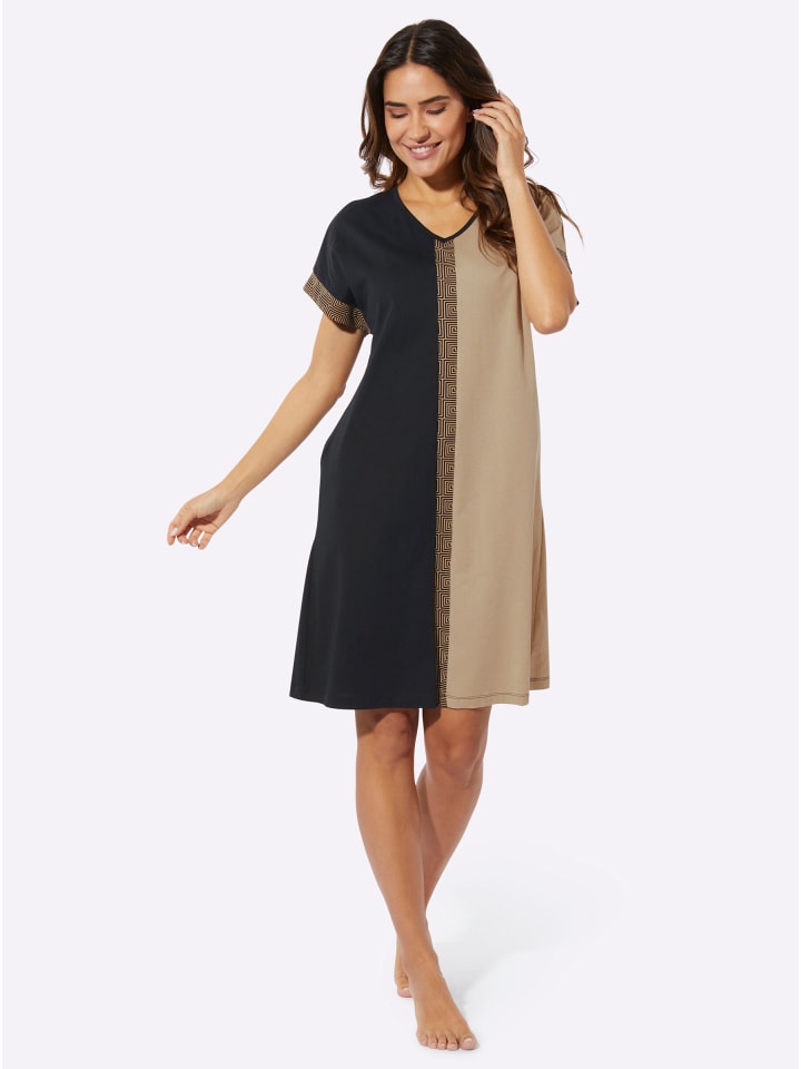 

Черно-бежевая ночная рубашка Sieh an!