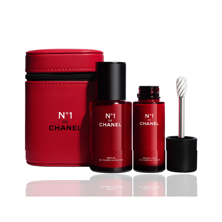 CHANEL Набор №1 red camellia star по уходу за кожей сыворотки для подтяжки увлажнения и оживления 30мл + крем-сыворотка для глаз 15мл + косметичка — фото 2