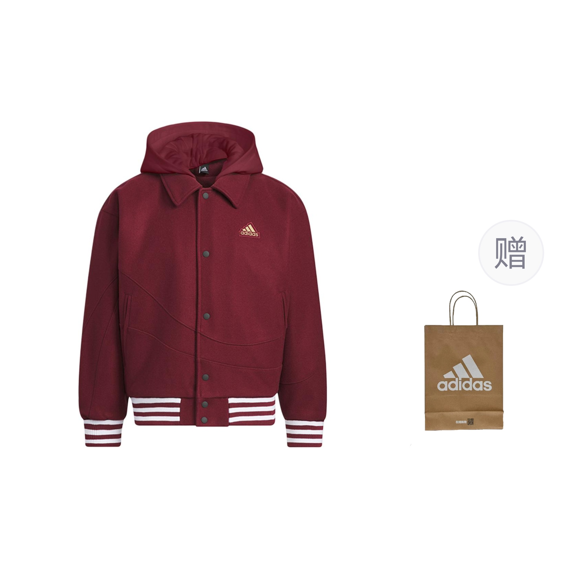 Adidas Куртка мужская красная, Red+Shopping Bag — фото 3