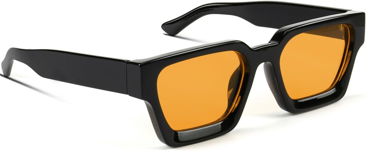 

Модные квадратные солнцезащитные очки для мужчин и женщин, толстые прямоугольные солнцезащитные очки с защитой от УФ-излучения, дизайнерский стиль GFUIARA, Black/Yellow