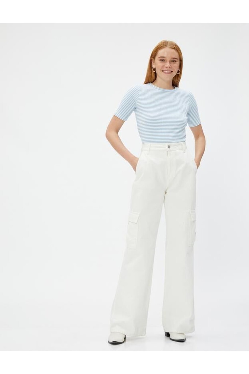 

Хлопковая футболка с круглым вырезом и короткими рукавами Koton, синий