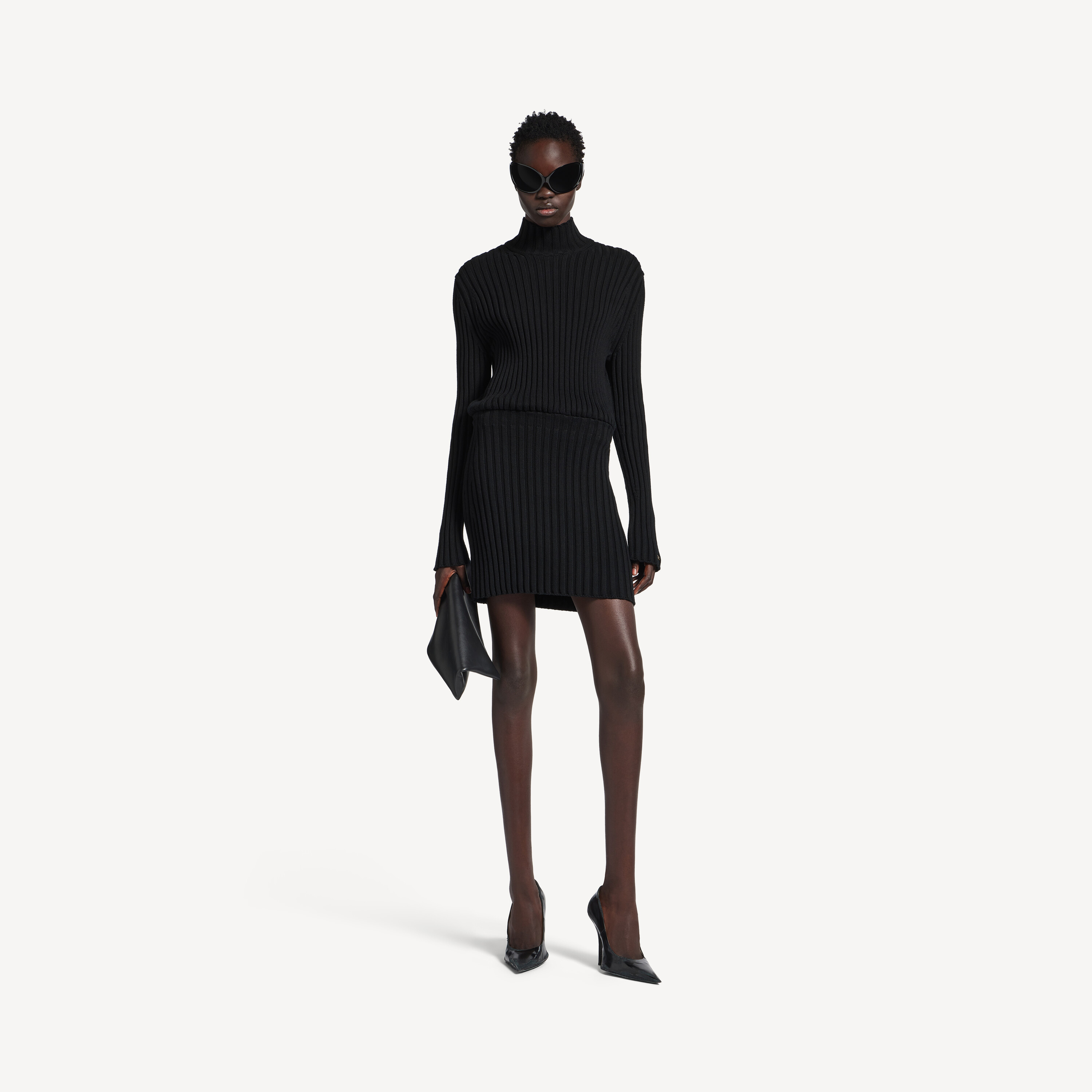 BALENCIAGA Женское мини-платье Hourglass черного цвета — фото 2