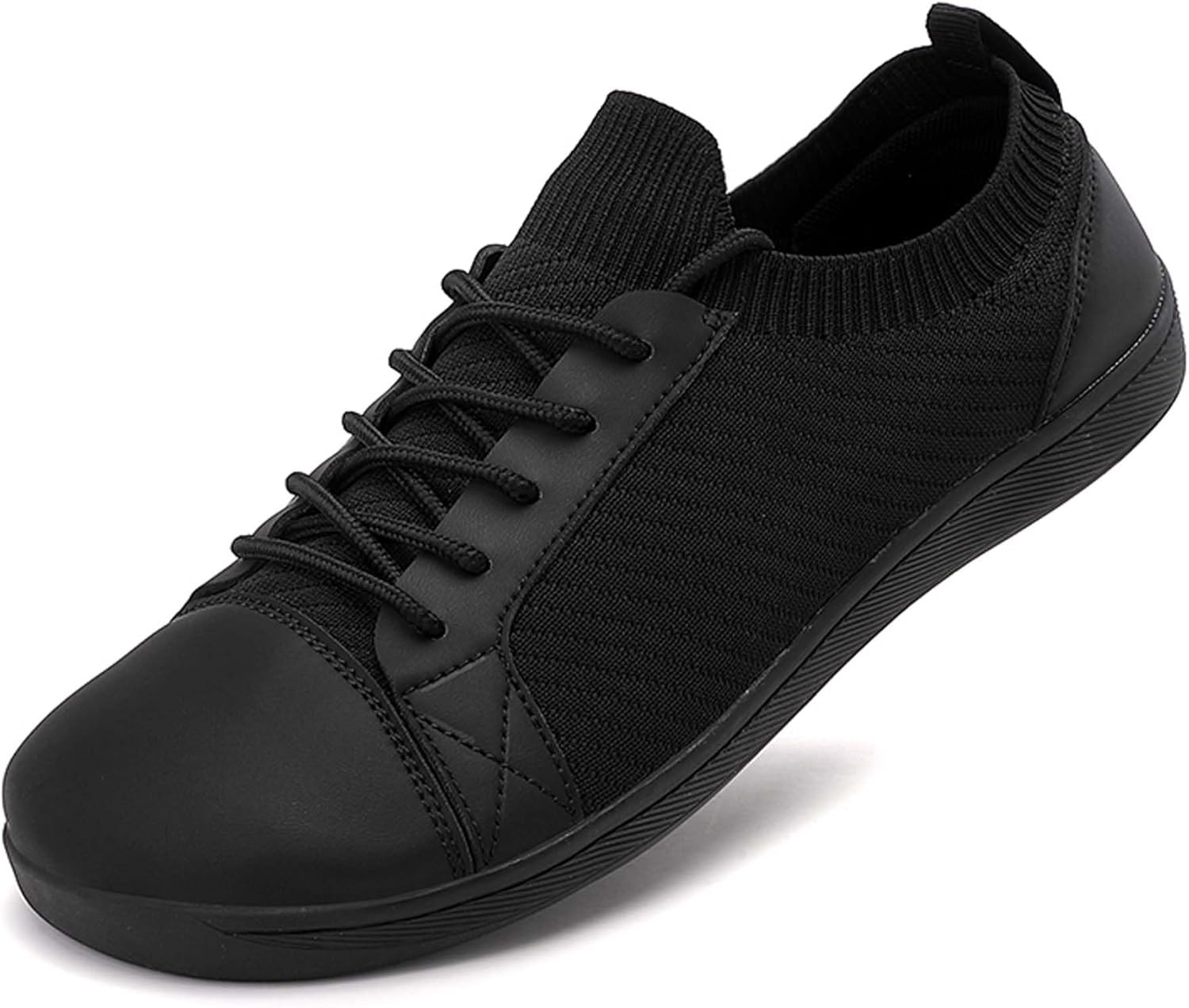 

Мужские премиальные повседневные кроссовки для ходьбы, с широкой передней частью, кожаные с вставками из сетки, модные плоские туфли, обувь для вождения, для прогулок на улице, легкие, дышащие, удобные, мягкие, противоскользящие Vtiao, черный