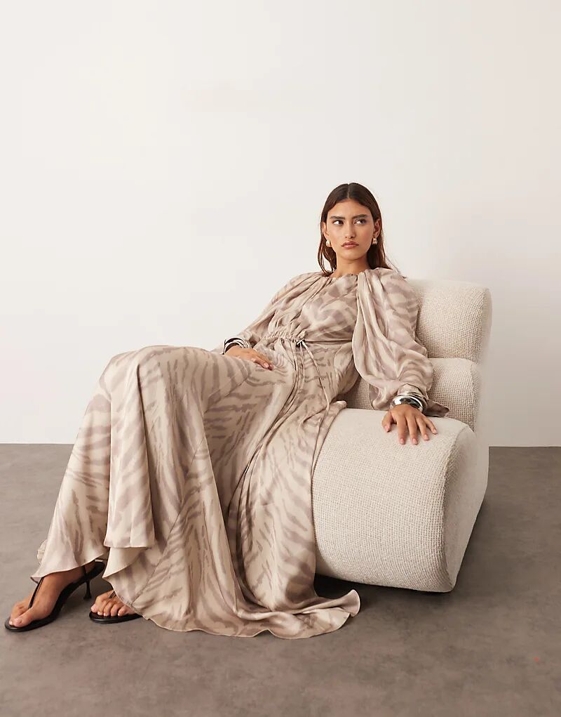 

Платье-трапеция макси ARRANGE с завязками и тигровым принтом