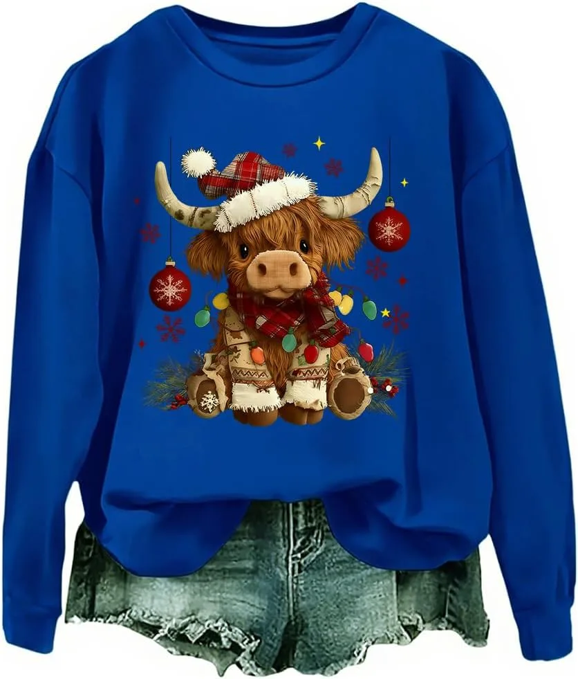 

Свитшут с рождественской коровой Highland Cow woati