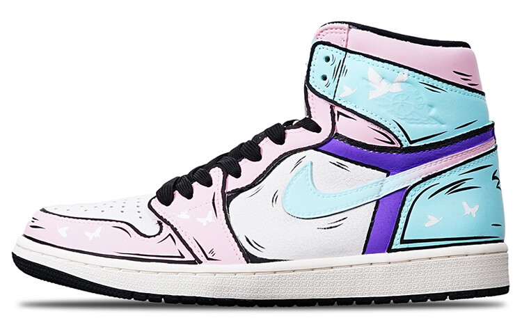 

Кроссовки Air Jordan 1 Vintage Basketball Shoes Unisex High-Top Purple/Blue
