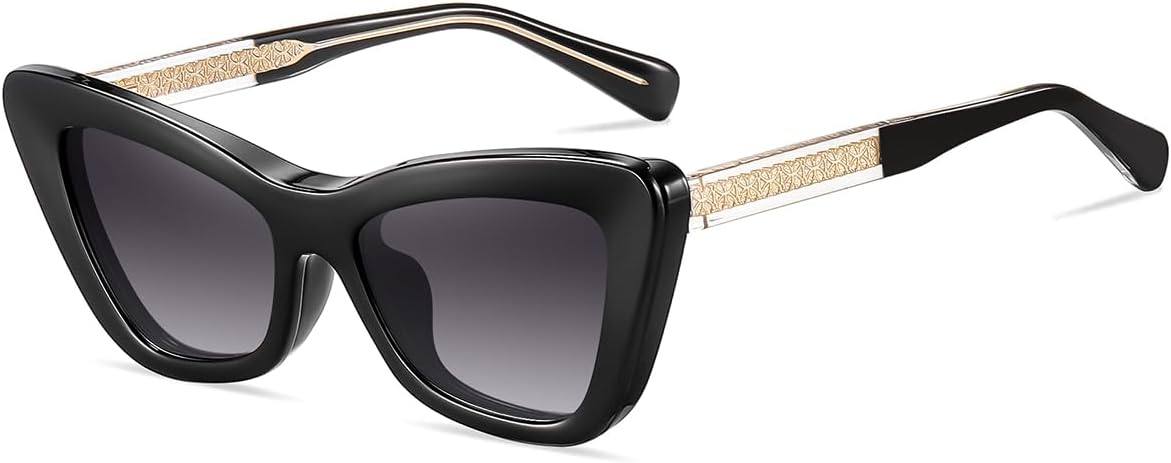 

Женские поляризованные солнцезащитные очки с магнитным креплением, заушники из ацетата Tr90 UV400, модные очки «кошачий глаз» с толстыми дужками weiyuchen, Black With Grey