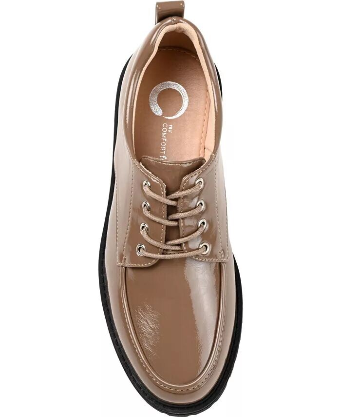 Женские оксфорды Zina Lace Up Lug Sole Journee Collection, коричневый/бежевый — фото 4
