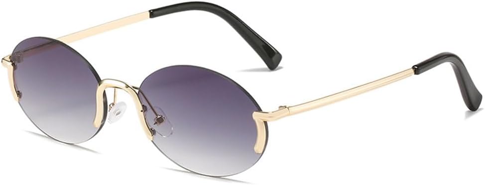 

Солнцезащитные очки для женщин 2026 года, без оправы, винтажные, золотистая оправа, овальные, модные, защита от ультрафиолета UV400, серые, один размер MTZJH, One Color