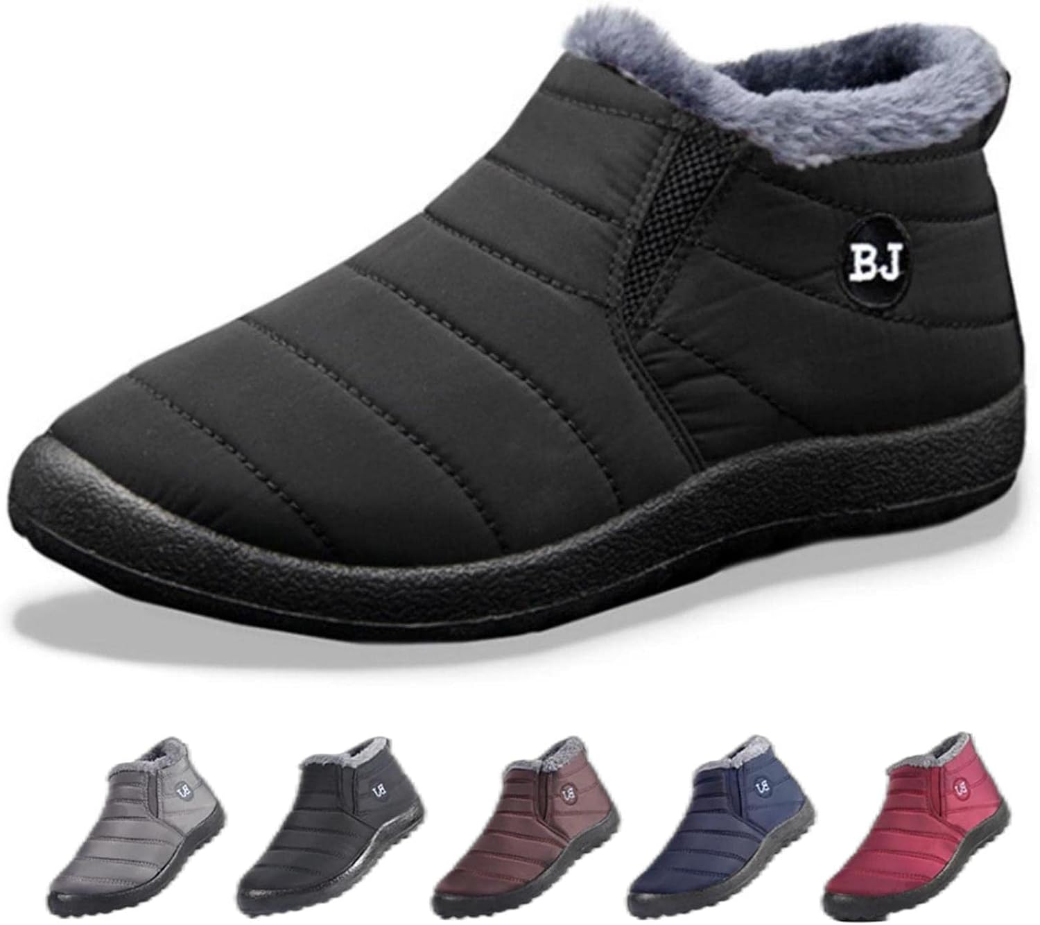 

Зимние ботинки для женщин, водонепроницаемые с меховой подкладкой, теплые мужские прогулочные ботинки для улицы, противоскользящие, легкие, ботильоны, зимняя обувь на слип-он (черные, 35 EU) Generic