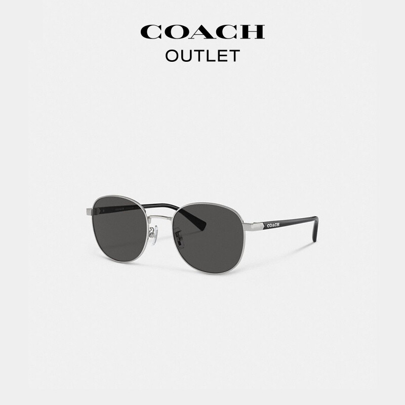 

Мужские солнцезащитные очки в круглой оправе COACH, серебристый/черный