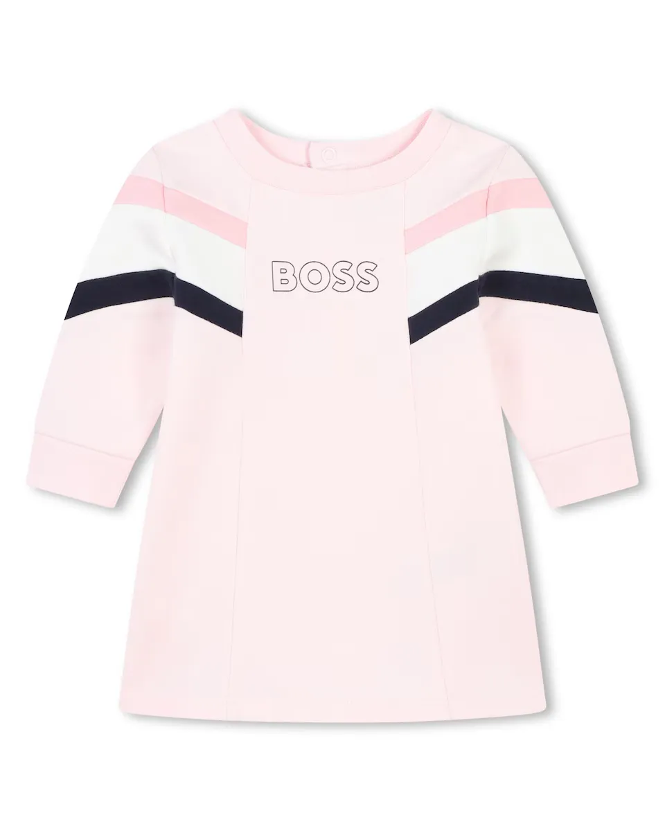 

Розовое платье для девочки с длинными рукавами BOSS Kidswear