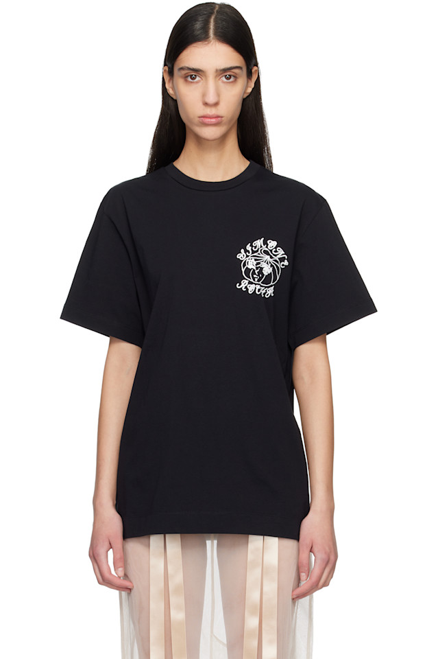 

Simone Rocha Черная футболка с принтом логотипа димсам, Черный, Simone Rocha Черная футболка с принтом логотипа димсам