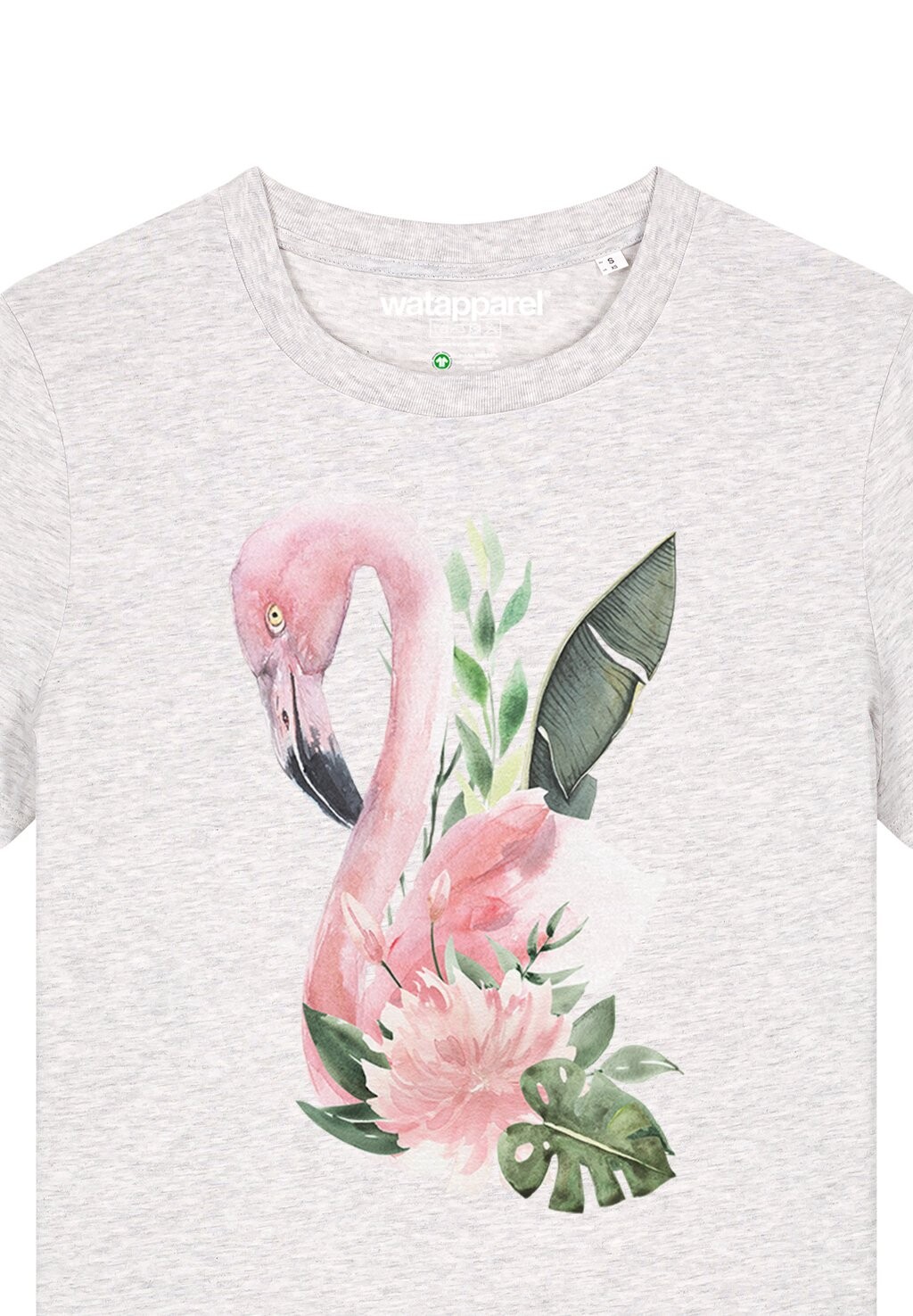 

Футболка с принтом FLAMINGO MIT BLUMEN watapparel, светло-серый