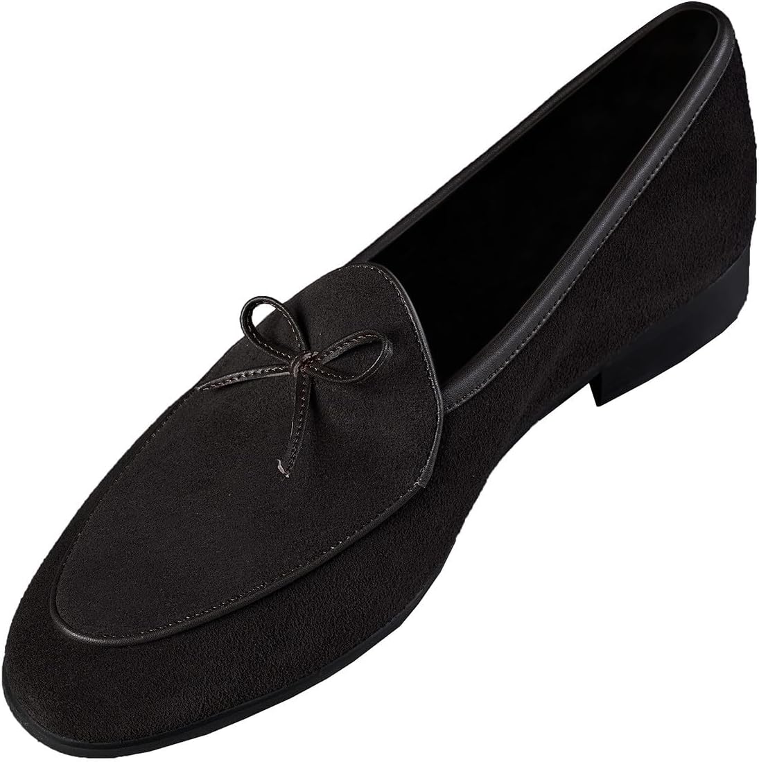 

Мужские слипоны Santimon, пенни-лоферы из замши и кожи с бантовым декором, бельгийские лоферы для повседневной носки, формальные и бизнес туфли, туфли на выпускной, Coffee