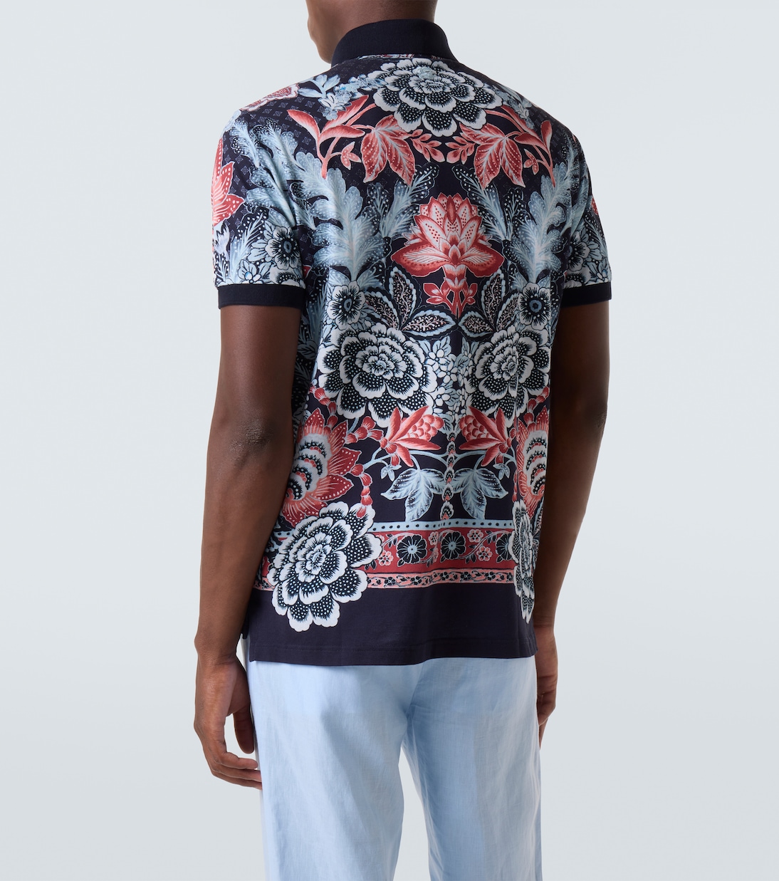 Пике-поло из хлопка с узором пейсли Etro, Print on Blue Base — фото 4