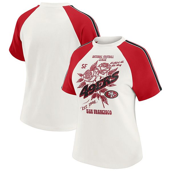 

Женская белая футболка San Francisco 49ers с рукавом реглан и полосками Wear By Erin Andrews, Белый, Женская белая футболка San Francisco 49ers с рукавом реглан и полосками Wear By Erin Andrews