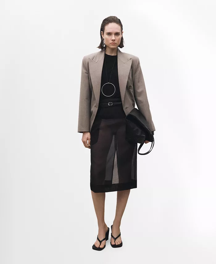 

Женский свитер с круглым вырезом из смесовой шерсти MANGO, черный