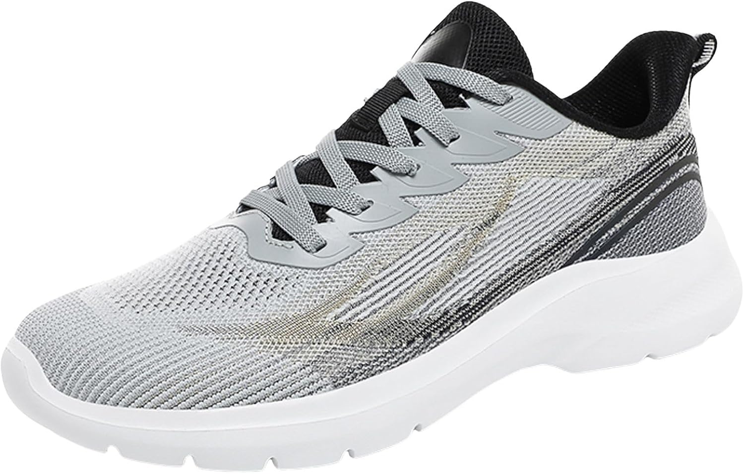 

Мужские кроссовки для ходьбы с комфортной подошвой с эффектом памяти, ультралегкие, дышащие, модные, противоскользящие, для путешествий, бега, тренировок в спортзале, широкая колодка Generic, серый