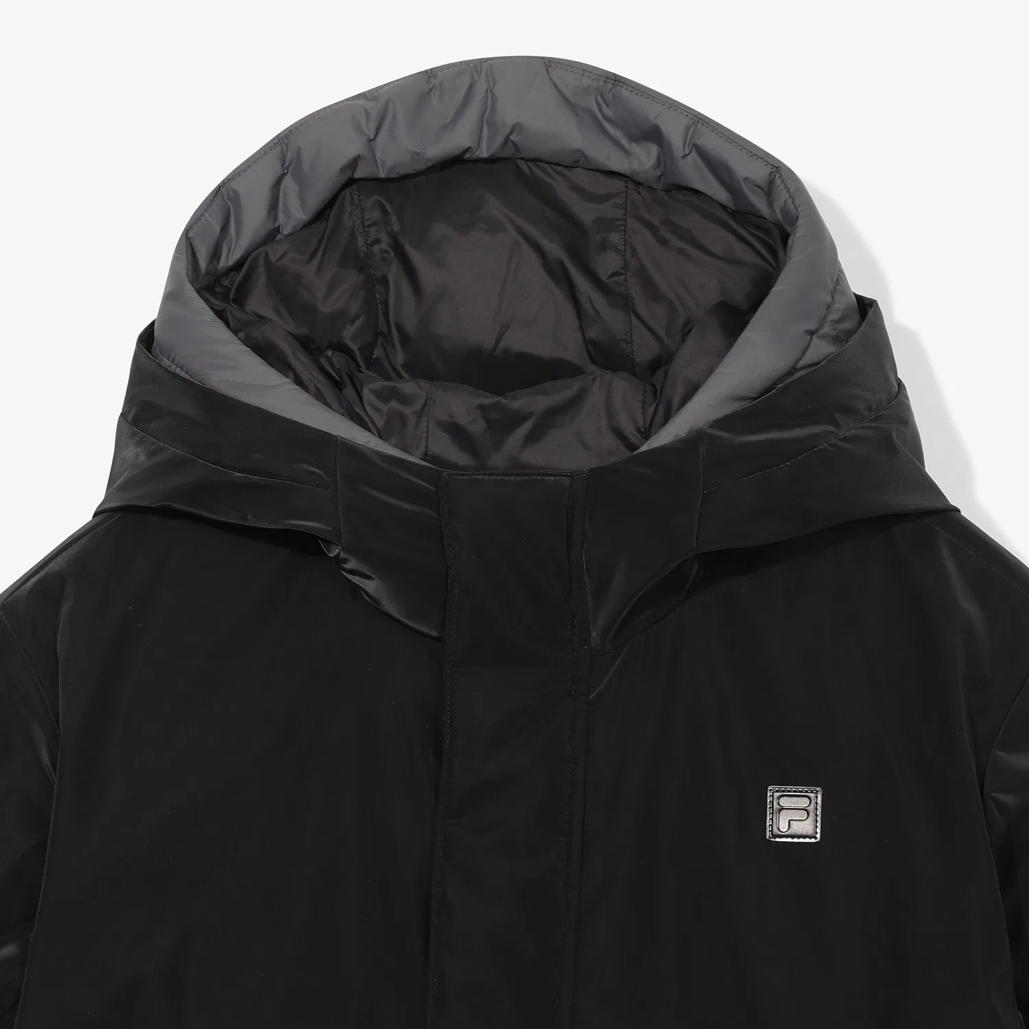 Детский глянцевый пуховик средней плотности чёрный от Fila Kids — фото 4