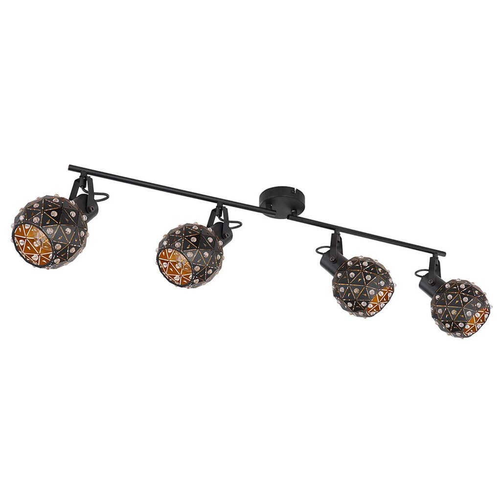 

Потолочный светильник, кристаллы, металл, черный, 4 лампочки, L 90см Globo Lighting