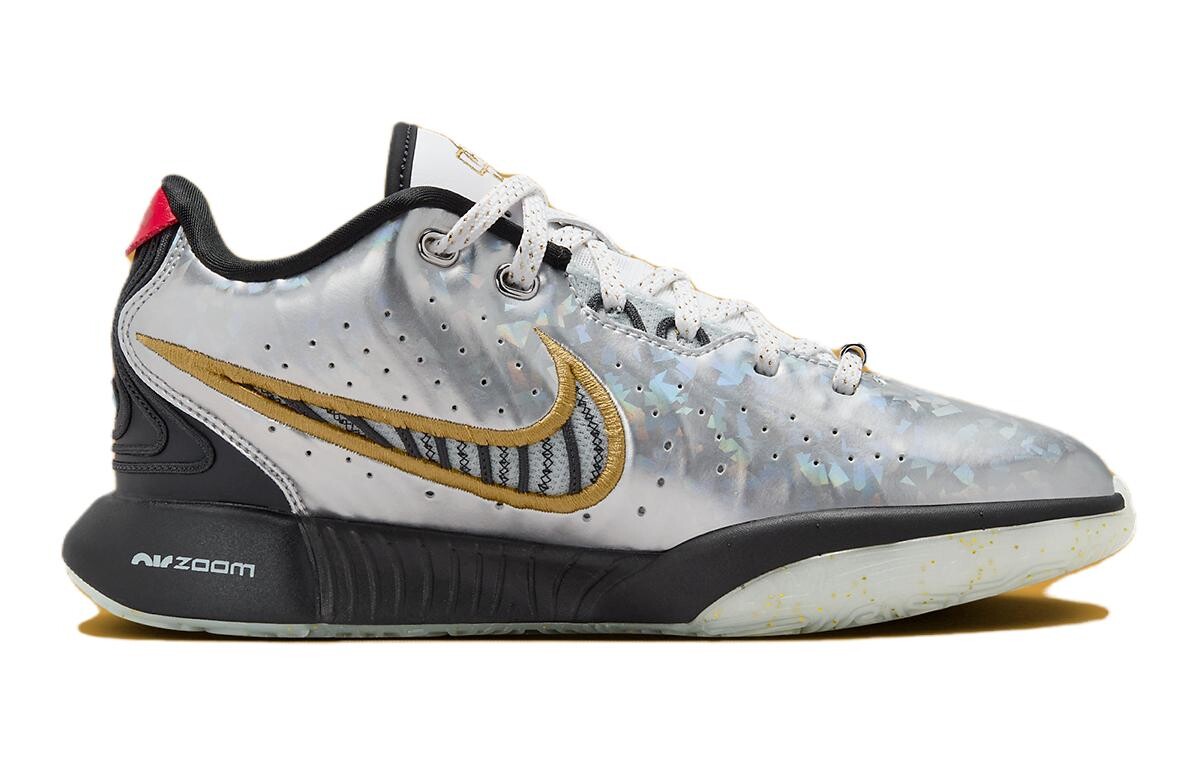 Nike Lebron 21 Kids Баскетбольные кроссовки для детей, Серебристый металлик/Черный/Красный металлик/Золотой металлик — фото 2