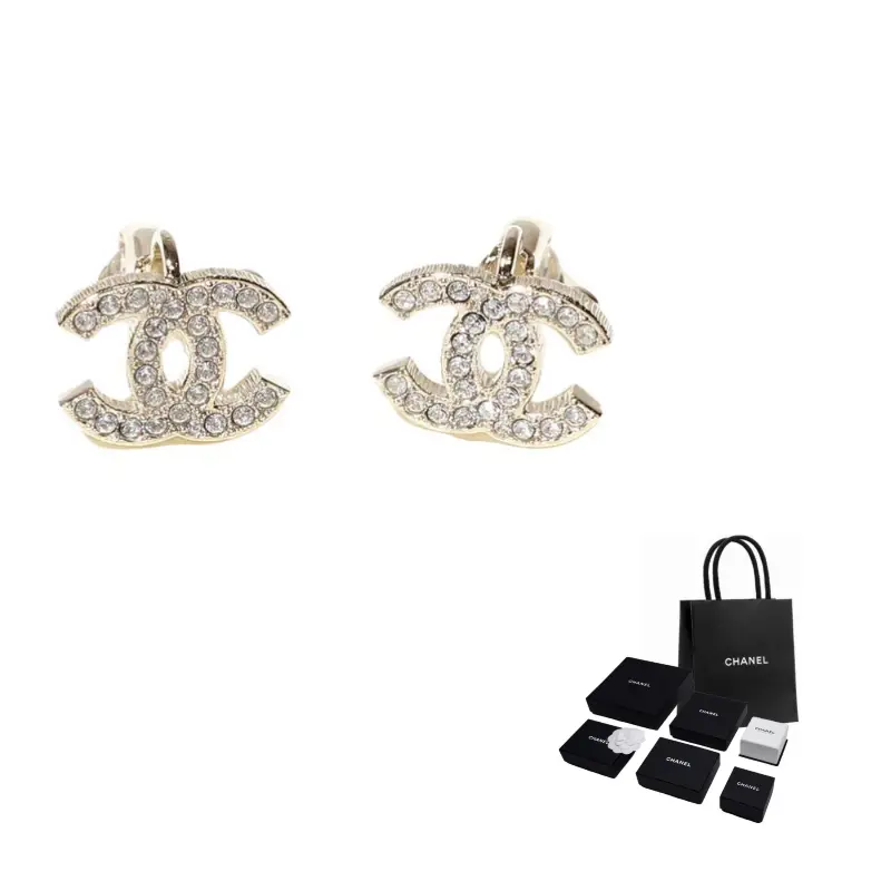 

CHANEL Металлические клипсы с камнями для женщин Gold
