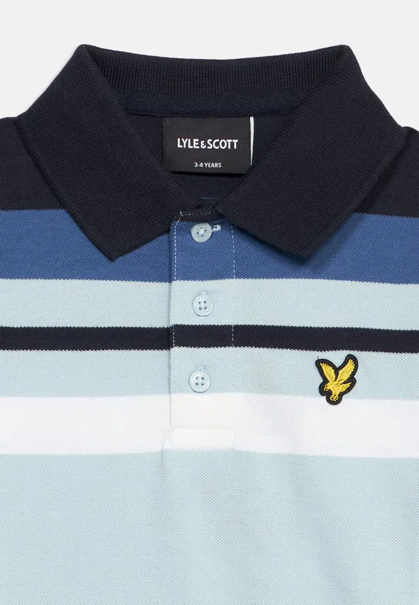Футболка-Поло унисекс с полосатым узором Lyle & Scott, Opal Blue — фото 3